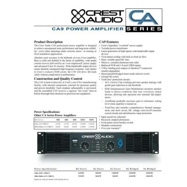 Crest Audio CA9 Power Amplifier